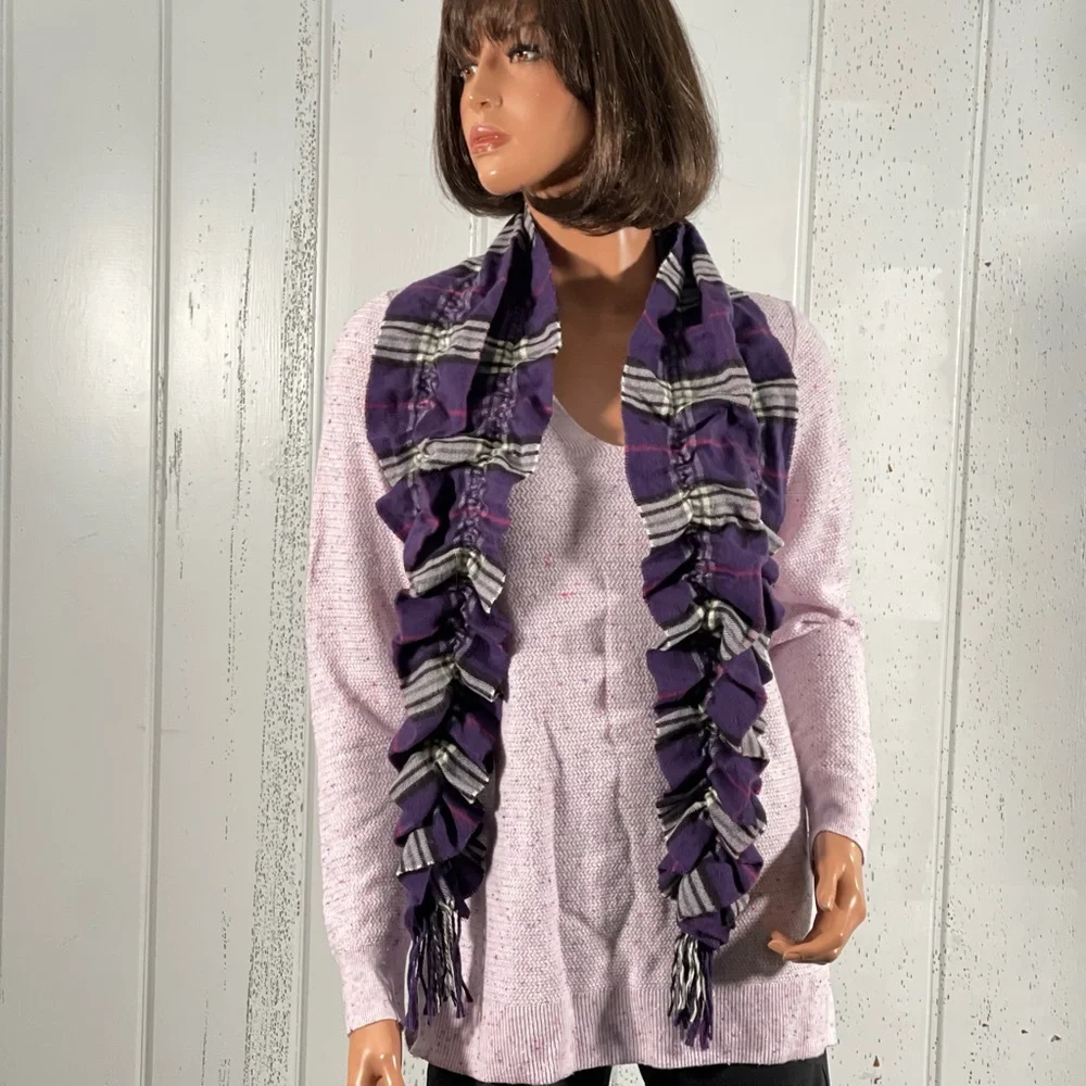 *Lord & Taylor Women's Purple Plaid Elastic Scarf